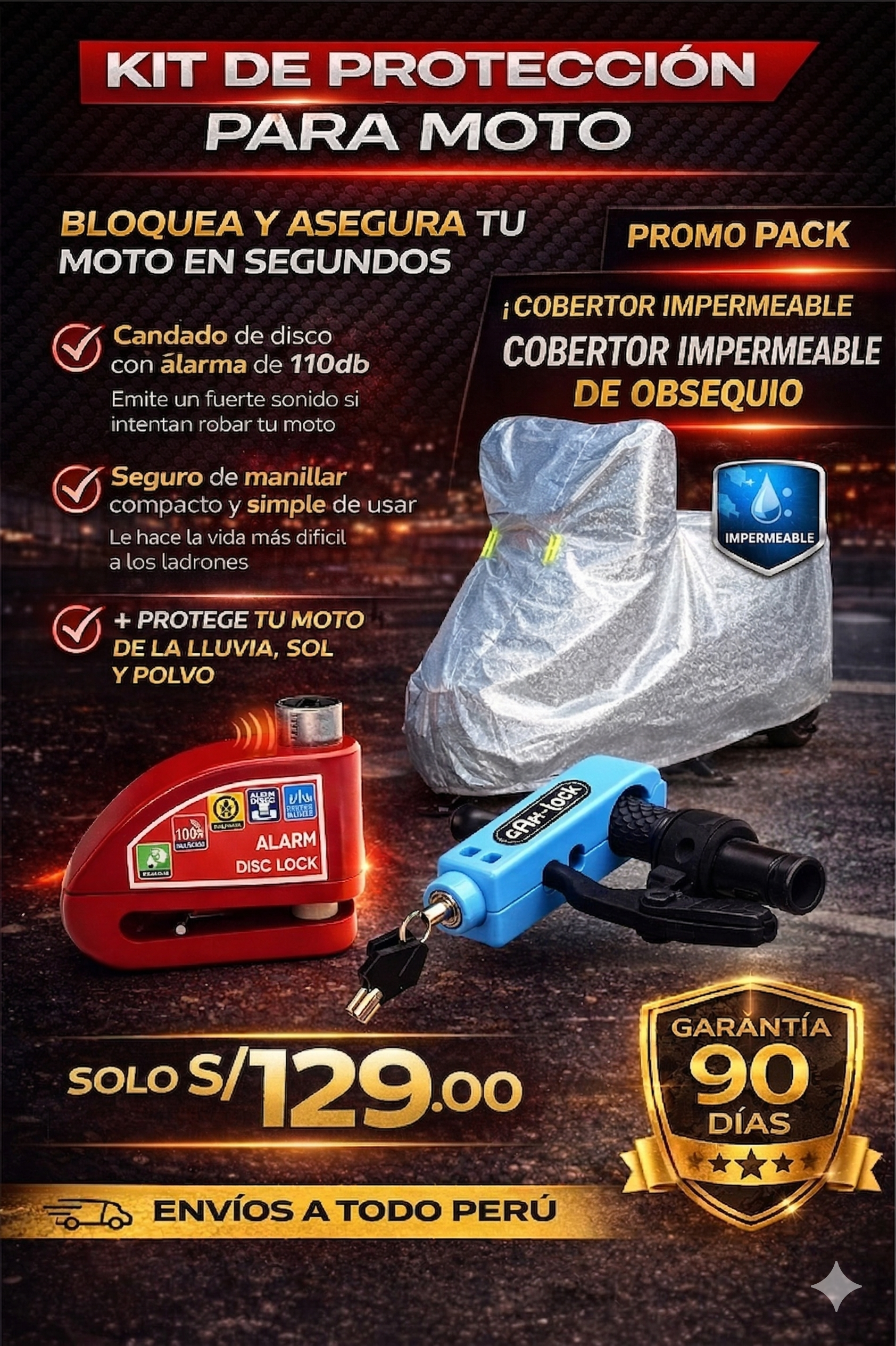 KIT DE PROTECCION PARA MOTO