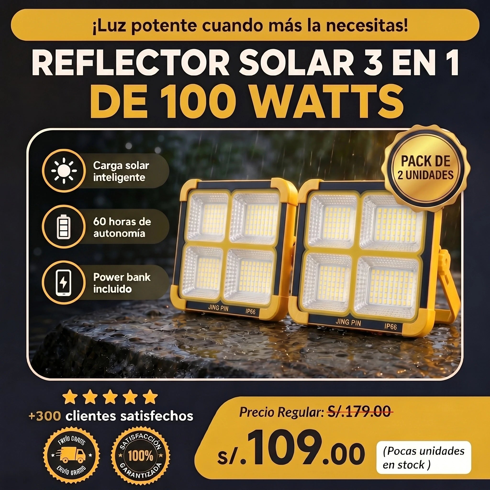 REFLECTOR SOLAR 3 EN 1 ( PACK DE 2 UNIDADES )