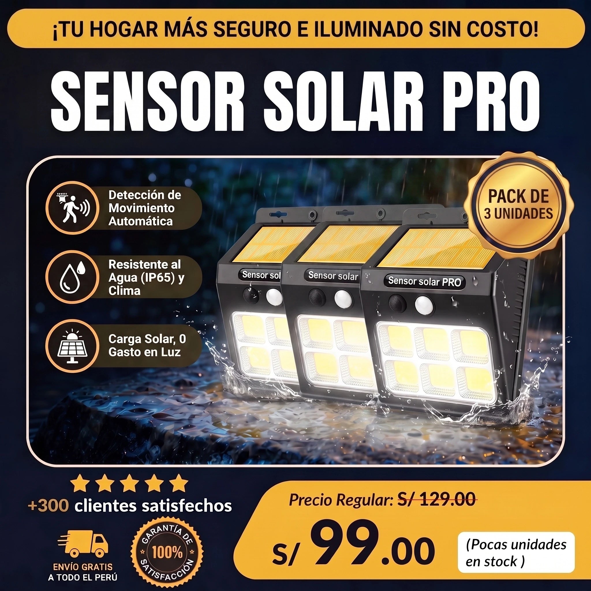 SENSOR SOLAR PRO ( PACK DE 3 )